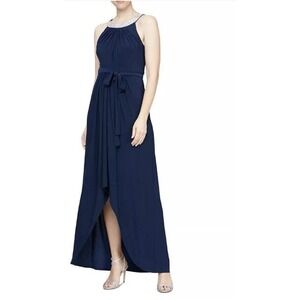 S.L. Fashions NWT Navy Blue Maxi Dress | Formal | Wedding Guest | Size 10